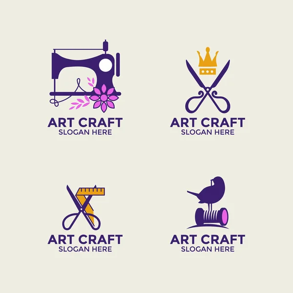 Handmade Craft Knitting Vector Logo Design — Stock Vector
