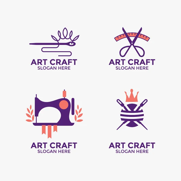 Handmade Craft Knitting Vector Logo Design — Stock Vector