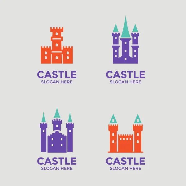 Logotipo Castelo Conjunto Emblema —  Vetores de Stock