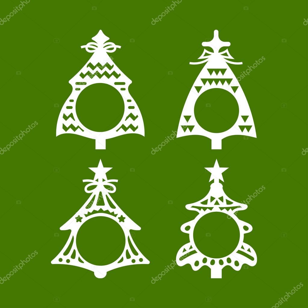 Christmas Tree Frame. Christmas monogram frame vector design