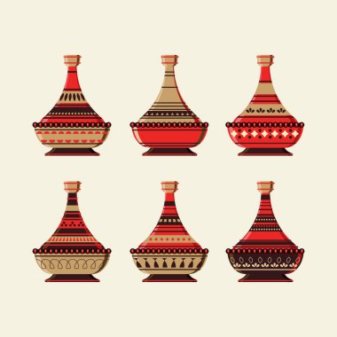 Fas Seramik Tajine Vektör Kümesi Koleksiyonu