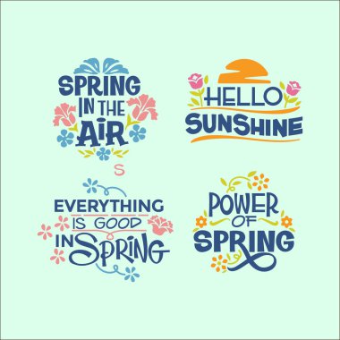 El yazısı ve çiçeklerle İlkbahar İfade Vektörü İllüstrasyonu