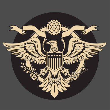 Amerikan Kartalı Amblem Vektörü İllüstrasyonu
