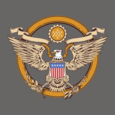 Amerikan Kartalı Amblem Vektörü İllüstrasyonu