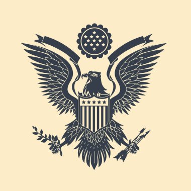 Amerikan Kartalı Amblem Vektörü İllüstrasyonu