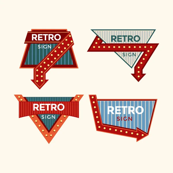 Retro Signs Vintage Neon Signs Colorful Collection — Stock Vector