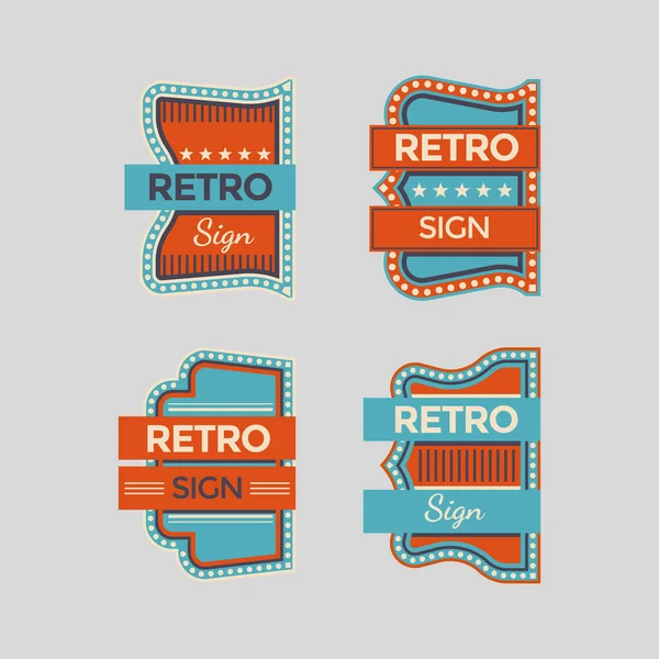 Carteles Retro Letreros Neón Vintage Colección Colorida — Vector de stock