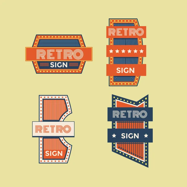 Signes Rétro Vintage Néons Collection Colorée — Image vectorielle