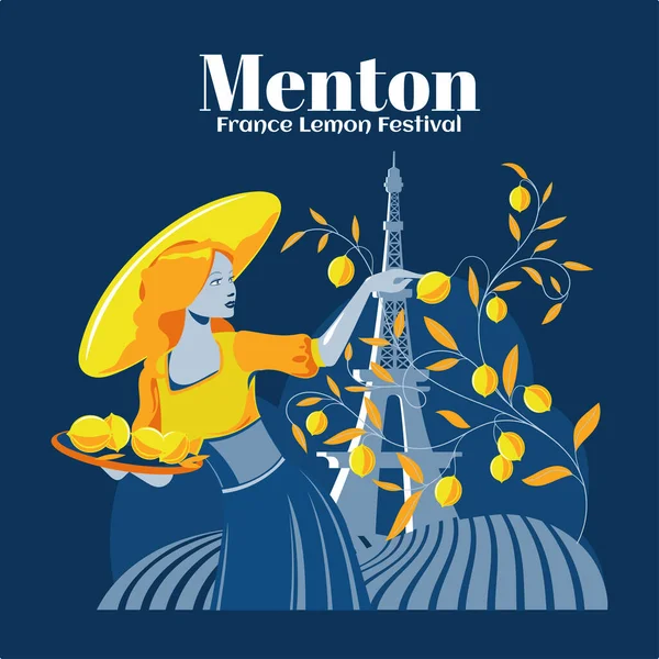 Zitronenfest Oder Fete Citron Menton Der Côte Azur — Stockvektor