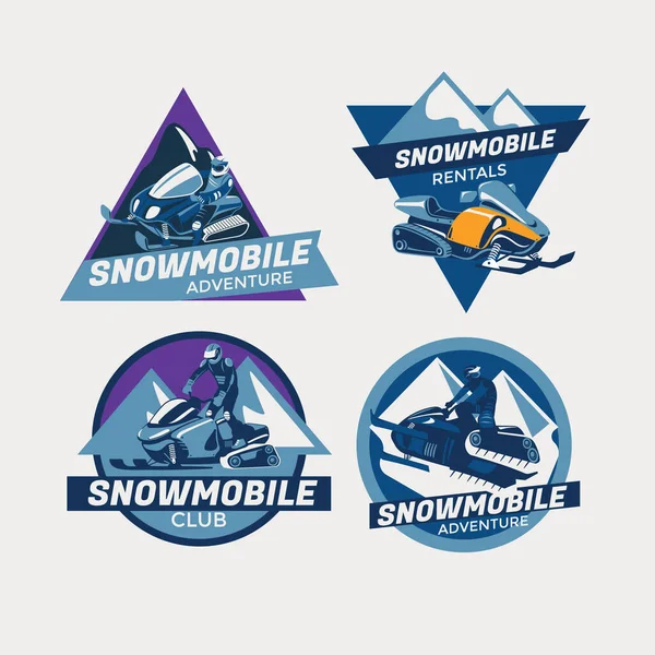 Conjunto Snowmobile Emblem Vector Ilustração — Vetor de Stock