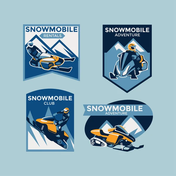 Conjunto Snowmobile Emblem Vector Ilustração —  Vetores de Stock