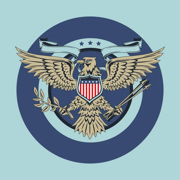 Ilustración Del Vector Del Emblema Del Águila Americana — Archivo Imágenes Vectoriales