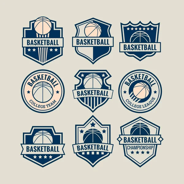 Campionato Basket Set Logo Del Club — Vettoriale Stock