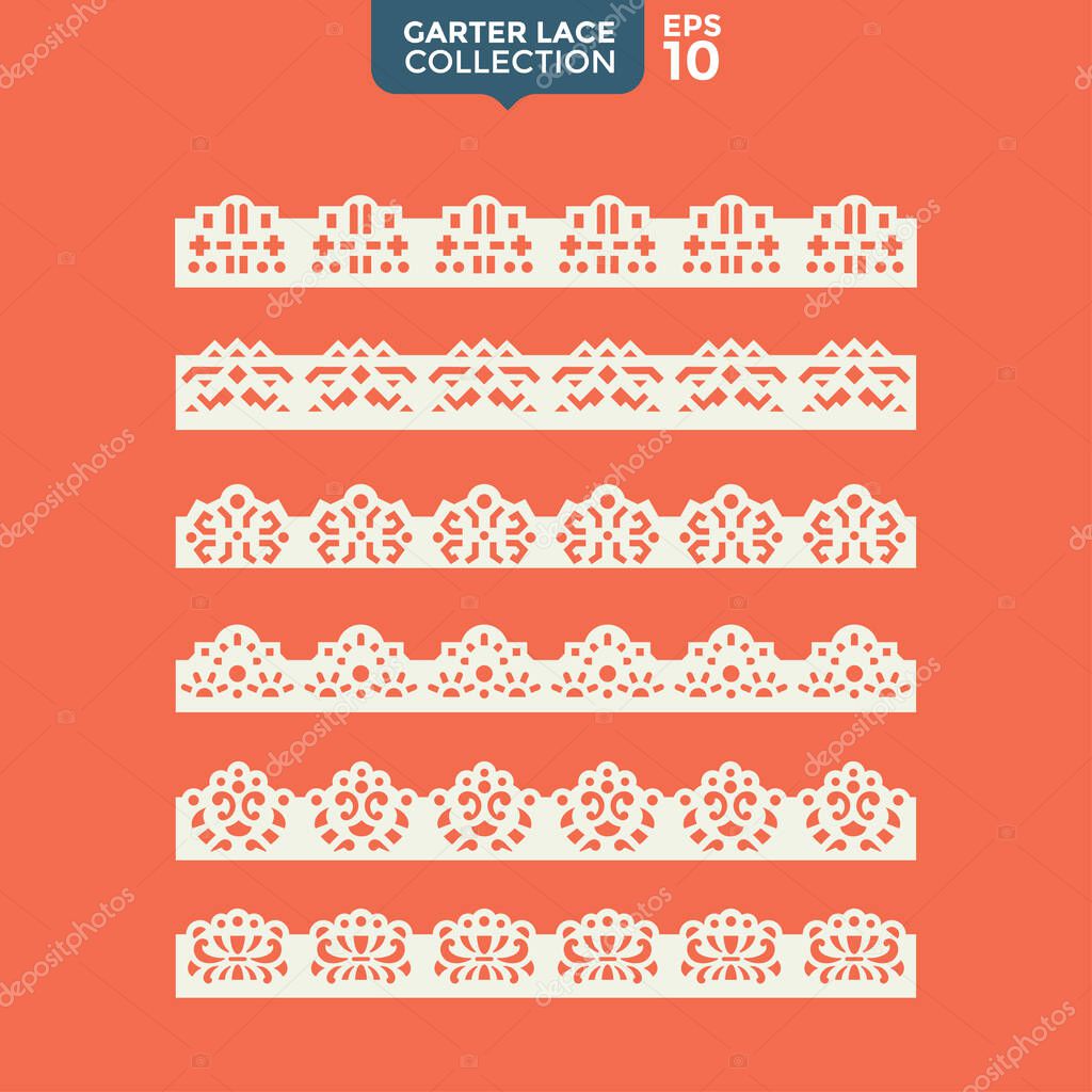 Set garter lace ornament vector cutting file for cut-out design
