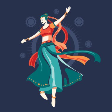 Navratri gecesi Dussehra Dandiya için garba dansı yapan kadının vektör tasarımı