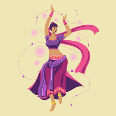 Navratri gecesi Dussehra Dandiya için garba dansı yapan kadının vektör tasarımı