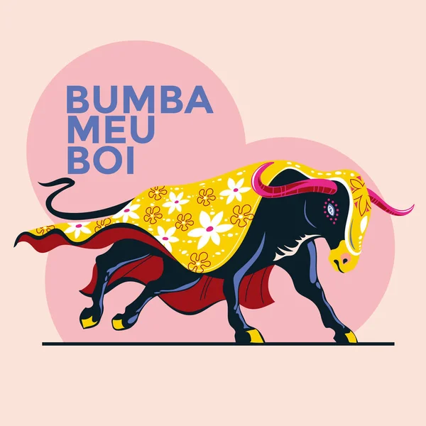 Ilustración Vectorial Una Celebración Tradicional Brasileña Bumba Meu Boi Traduce — Vector de stock