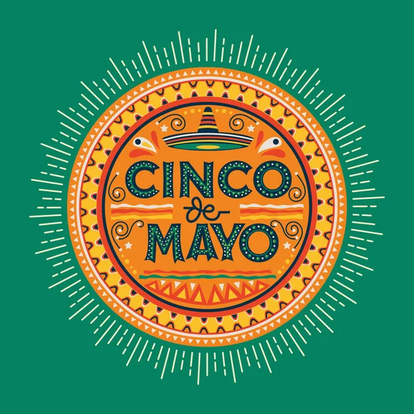 Дизайн Векторной Эмблемы Cinco Mayo Почерком Поздравительной Открытки Плаката — стоковый вектор
