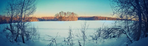 Όμορφο χειμερινό τοπίο των αγρών και των δέντρων. Πρωτοχρονιά, Chri — Φωτογραφία Αρχείου
