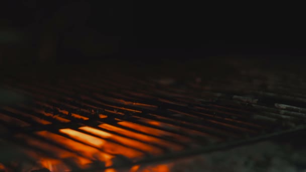 Steak on grill with flames — Stock Video