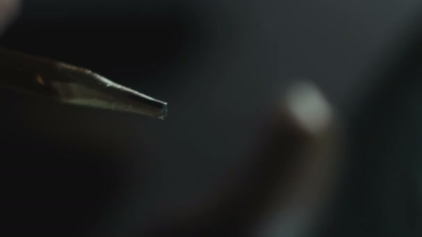 Макро-шот точильного карандаша перед работой — стоковое видео