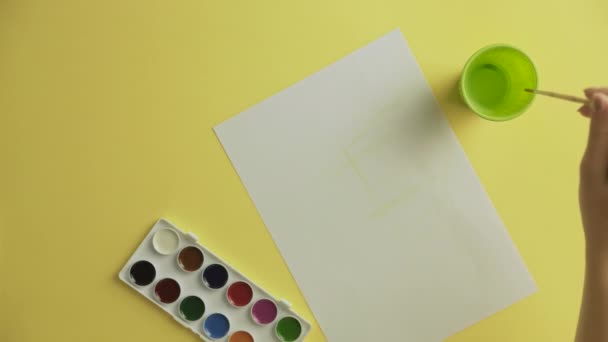 Zeichnung mit schöner Aquarell-Palette — Stockvideo