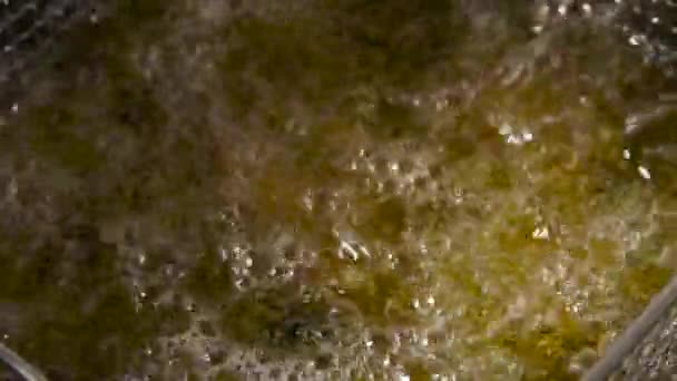 Procesul de gătire a aripilor de bivol de pui în prăjitura profundă — Videoclip de stoc