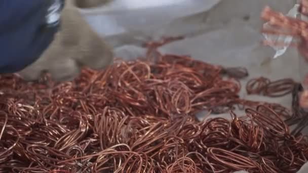 Cabo de cobre reciclagemsucata de cobre para reciclagem — Vídeo de Stock