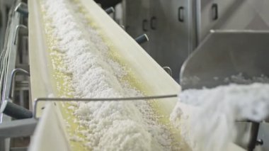 Pirinç fabrikası. Temizlik ve pirinç üretimi. Pirinç ve tahıl paketlemek için taşıyıcı.