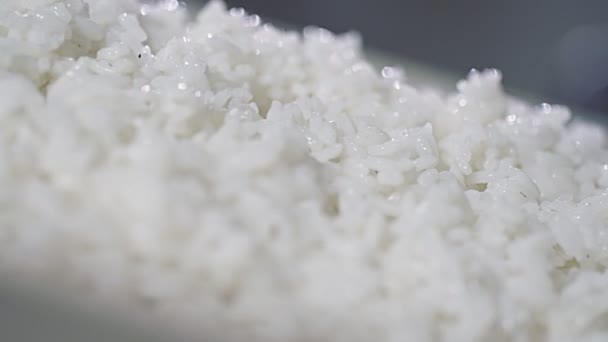 Fábrica de arroz. Limpieza y producción de arroz. Transportador para embalaje de arroz y cereales. — Vídeos de Stock