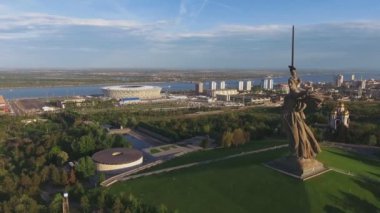 Mamaev Kurgan Volgograd, Rusya 'da. Hava görünümü