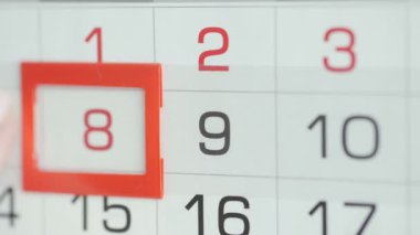 Ofisteki kadınlar duvar takvimindeki tarihi değiştirirler. 8 'den 9' a değiştirir