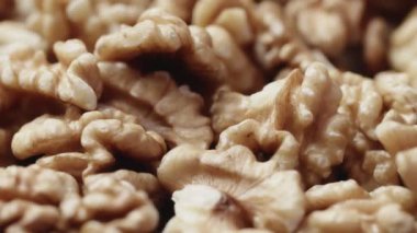 Kuru ceviz arkaplan, fındığı kapat, dönüş. Gıda arkaplanı