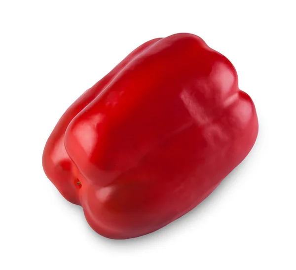 Jeden dojrzałych świeży pieprz czerwony na białym tle — Zdjęcie stockowe
