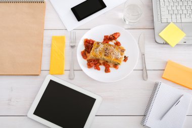 Office, diyet gıda kavramı sağlıklı Öğle Yemeği