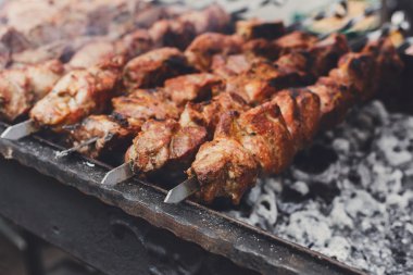 Sığır eti kebabı. Taze kavrulmuş et mangal, Barbekü, portre