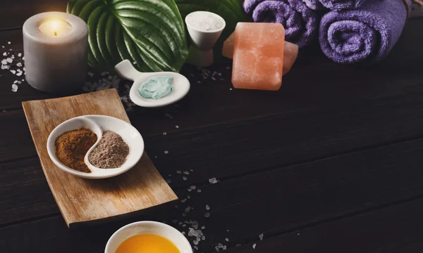 Tratamiento de spa, fondo de aromaterapia. Detalles y accesorios — Foto de Stock