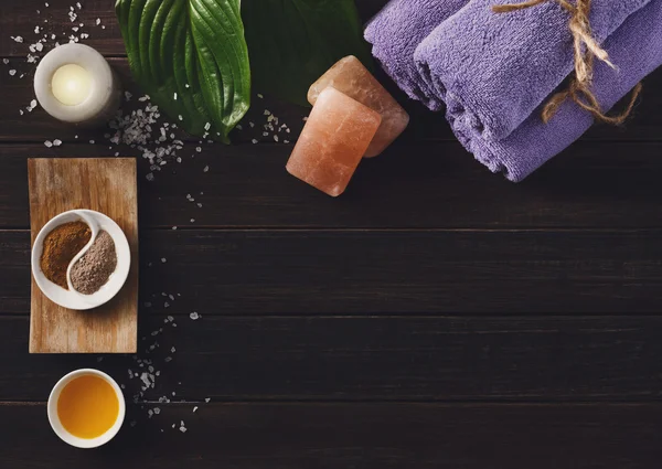 Spa-behandling, aromterapi bakgrund. Detaljer och tillbehör — Stockfoto