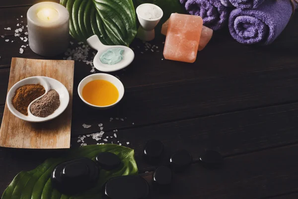 Spa-behandling, aromterapi bakgrund. Detaljer och tillbehör — Stockfoto