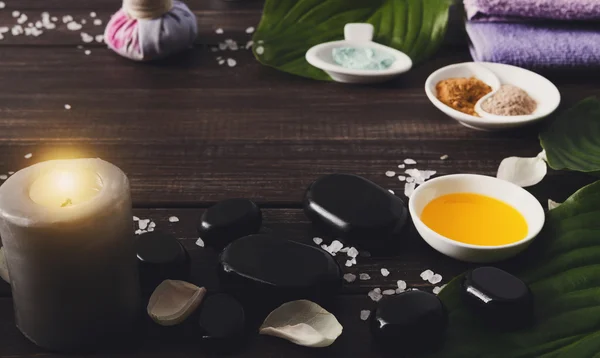 Spabehandeling, aromatherapie achtergrond. Details en accessoires — Stockfoto