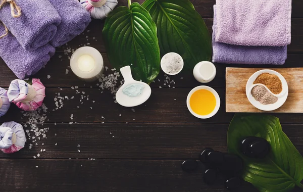 Spa-behandling, aromterapi bakgrund. Detaljer och tillbehör — Stockfoto