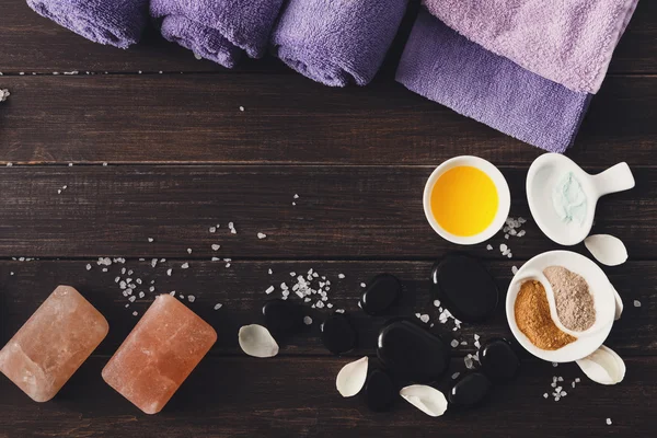 Spa-behandling, aromterapi bakgrund. Detaljer och tillbehör — Stockfoto