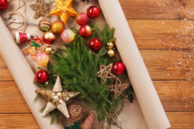 Noel süsleri, hazırlamak için kış tatil arka plan