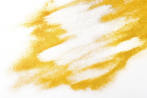 Textura de arena de brillo dorado sobre fondo blanco y abstracto . —  Fotos de Stock