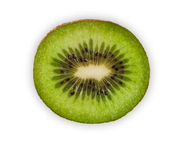 Eine frische Kiwi halb isoliert auf weißem Hintergrund — Stockfoto