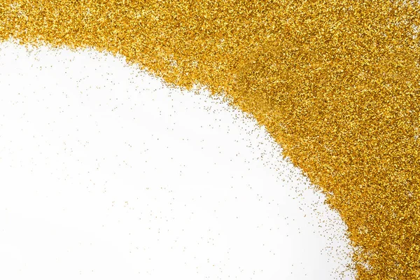 Marco de textura de arena de brillo dorado sobre fondo blanco y abstracto . —  Fotos de Stock