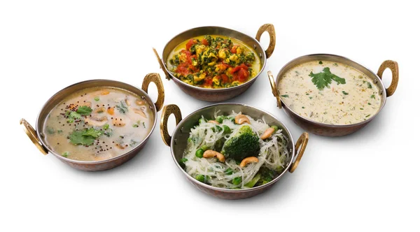 Veganska och vegetariska indiska rätter varma kryddiga rätter — Stockfoto