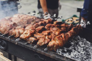 Sığır eti kebabı. Taze kavrulmuş et mangal, Barbekü, portre