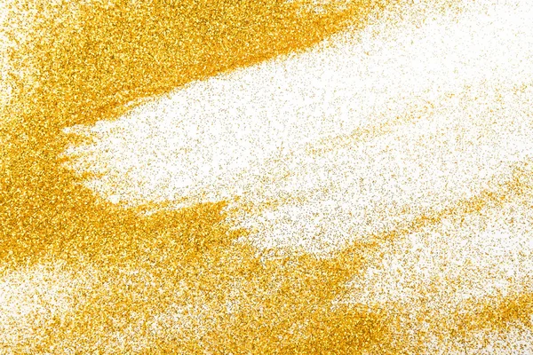 Golden glitter sand texture on white, abstract background. — Stock Photo, Image