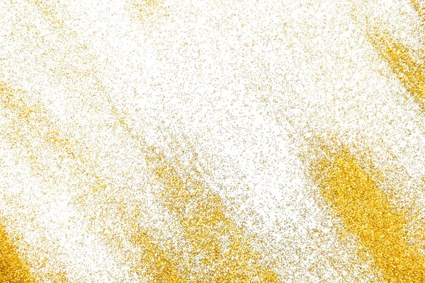 Textura de areia dourada brilhante sobre fundo branco e abstrato . — Fotografia de Stock